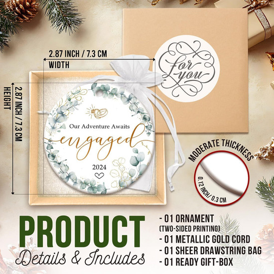 2024 Engagement Ornament for Couples Personalized Gift Monsterry UK