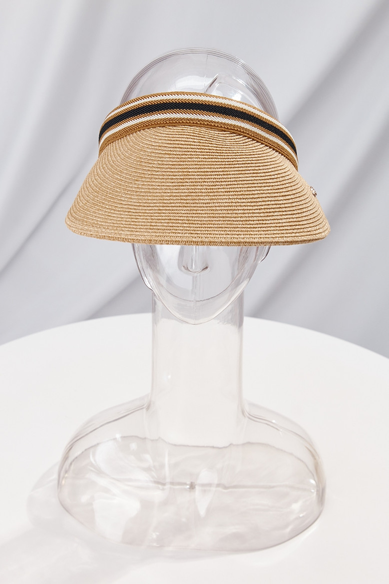 One Pc 2 Colors Beach Empty Top Metallic Leaf Decor Sun Protection Casual Stripe Adjustable Wide Eaves Straw Hat 56-58Cm