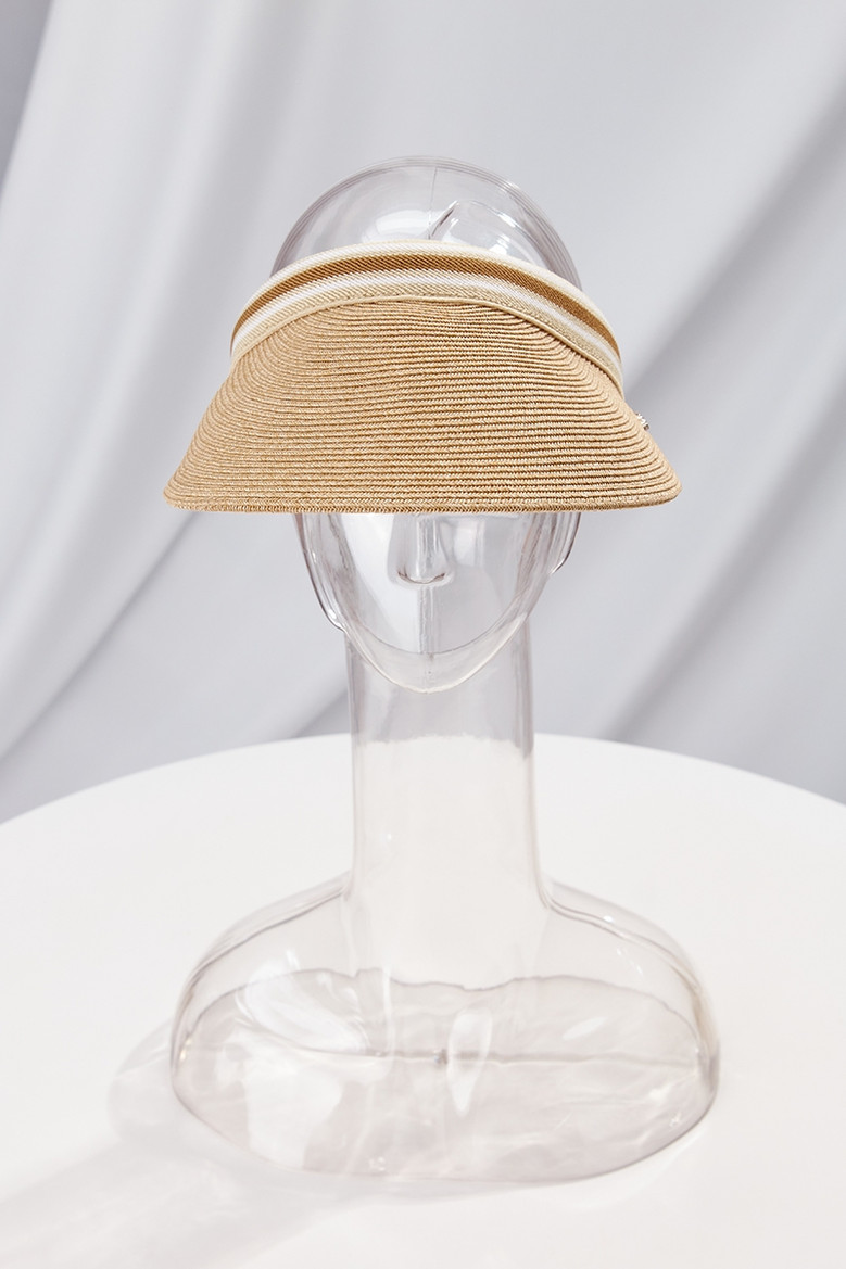 One Pc 2 Colors Beach Empty Top Metallic Leaf Decor Sun Protection Casual Stripe Adjustable Wide Eaves Straw Hat 56-58Cm