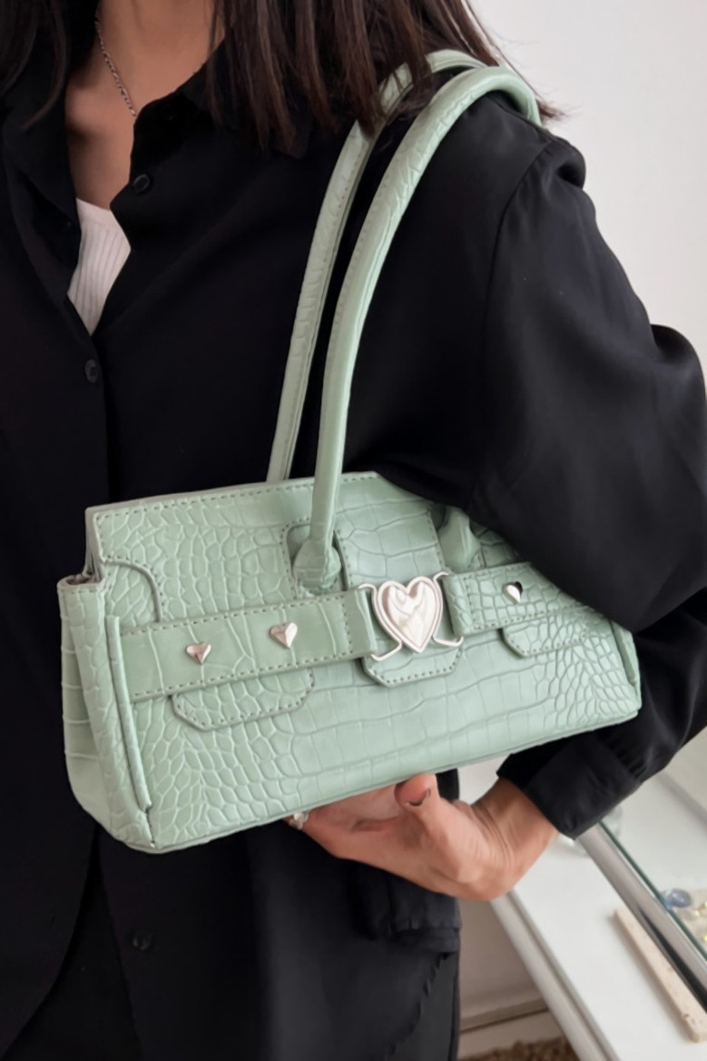 Stylish New Four Colors Stone Pattern Metal Heart Decor Magnetic Button Shoulder Bag 28Cm(L)* 9.5Cm(W)* 13.5Cm(H)