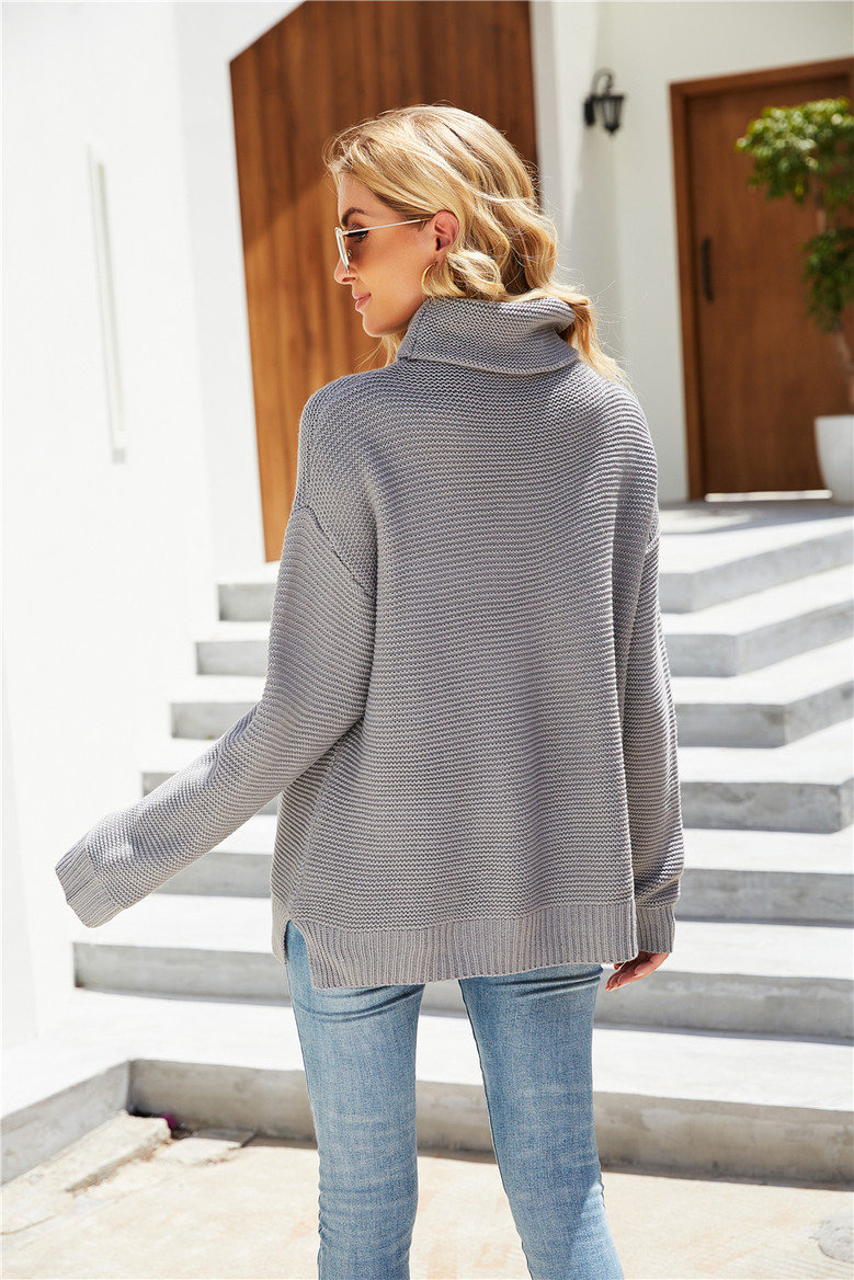 Winter New Kitten Printing Stretch Knitted High Lapel Stylish Sweater