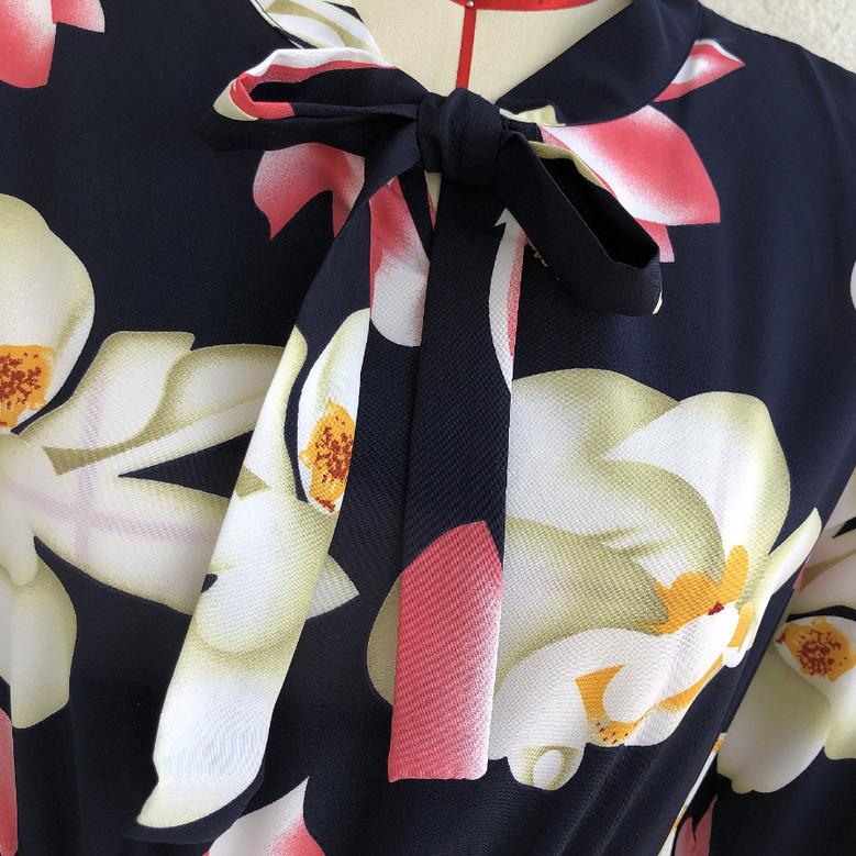 Autumn New Stylish Trumpet Sleeve Inelastic Batch Printing Casual Midi Dress