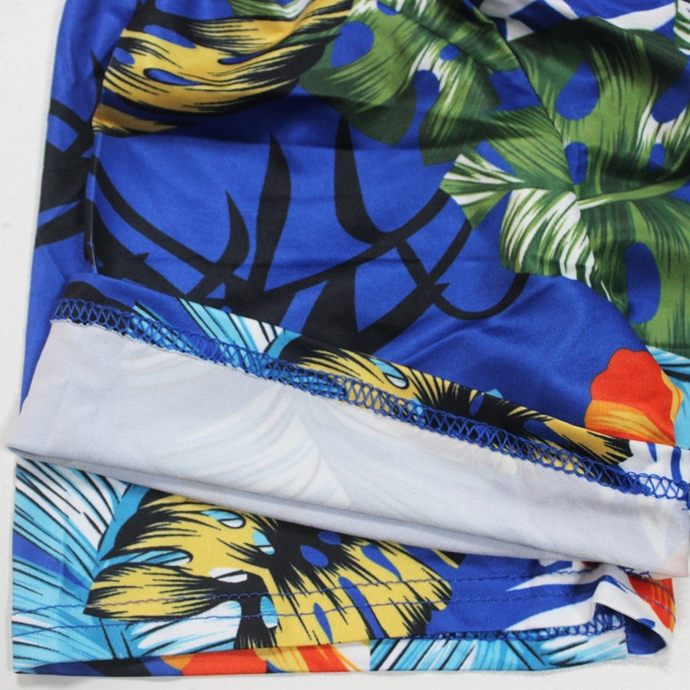 L-4Xl Plus Size Summer New Stylish Stretch Flower & Leaf Printing Off-The-Shoulder Casual Maxi Dress
