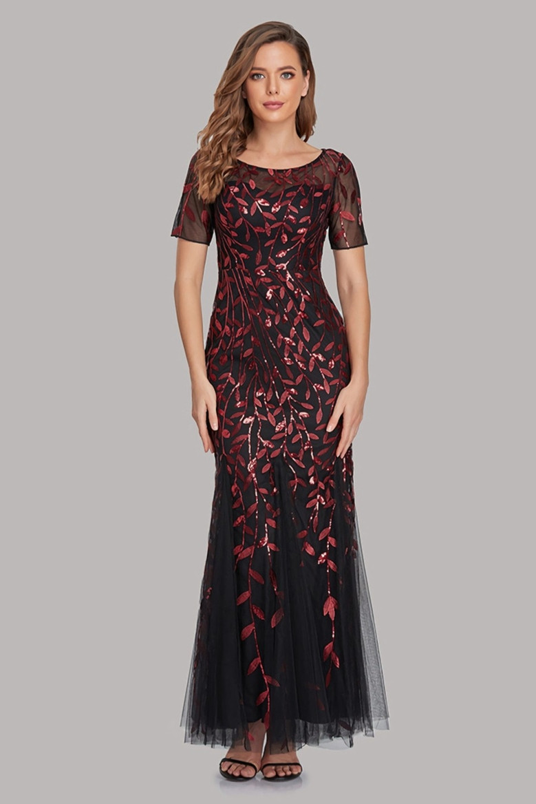 New Stylish Mesh Sequin Patchwork Embroidery Inelastic Plus Size 7 Colors Zip-Up Elegant Maxi Evening Dress (With Lining)