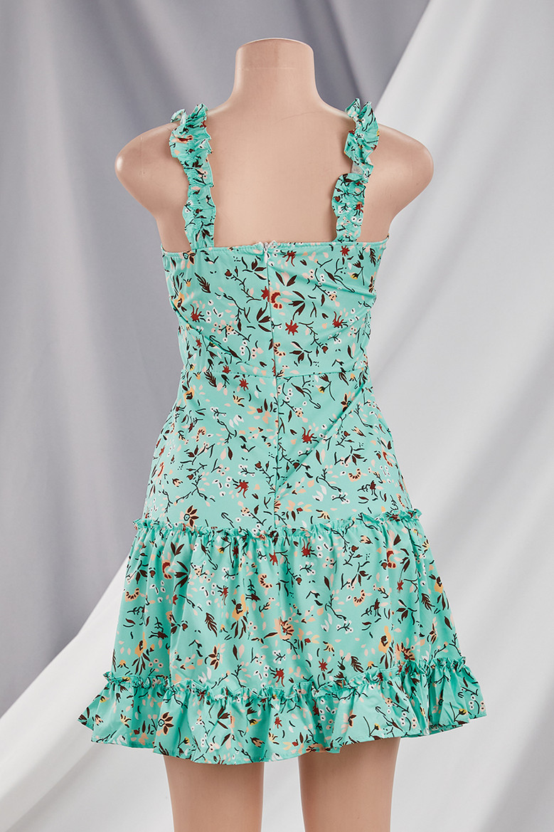 New Stylish Summer Floral Batch Printing Sleeveless Micro Elastic Fresh Dress