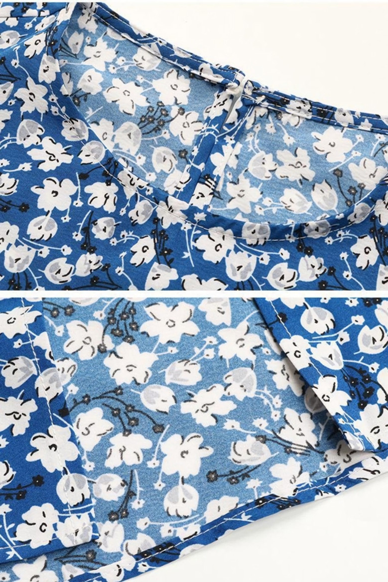 S-2Xl Plus Size Summer New Stylish Floral Printing Micro Elastic Crew Neck Split Button Casual Midi Dress