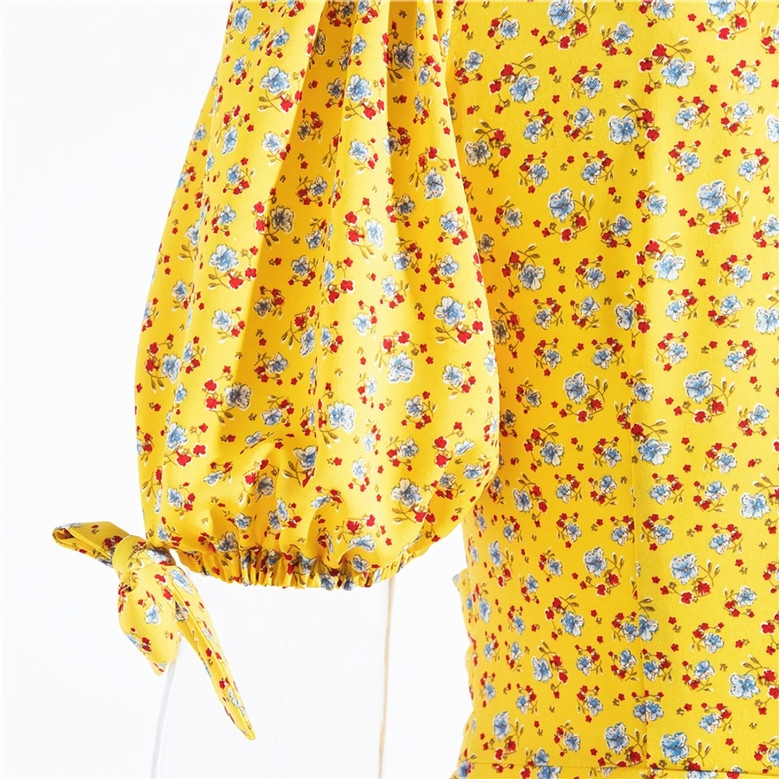 Spring & Summer New Floral Batch Printing Inelastic One Shoulder Shirring Ruffle Decor Zip-Up Slim Stylish Retro Mini Dress