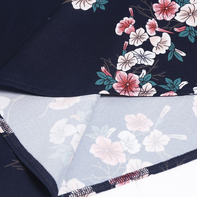 Spring & Summer New Floral Batch Printing Stretch Halter-Neck Hollow Shirring Self-Tie Zip-Up Slit Stylish Midi Dress