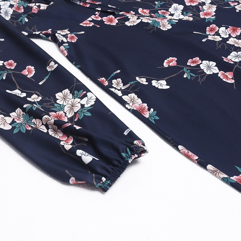 Spring & Summer New Floral Batch Printing Stretch Halter-Neck Hollow Shirring Self-Tie Zip-Up Slit Stylish Midi Dress