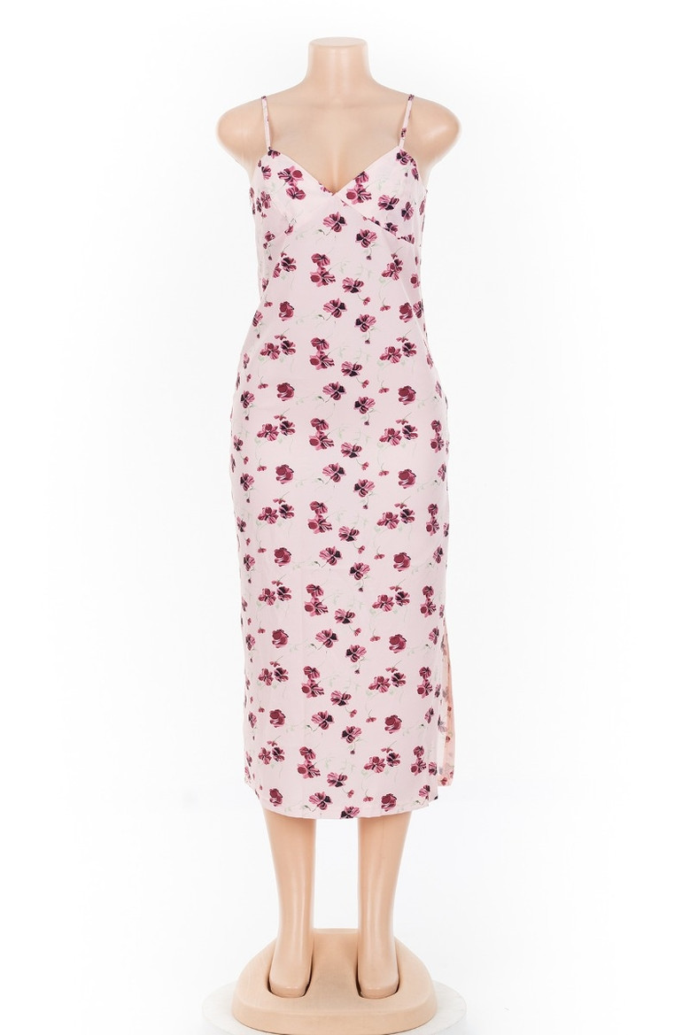 Summer New Digital Printing Stretch Sling High Slit Sexy Mid Dress