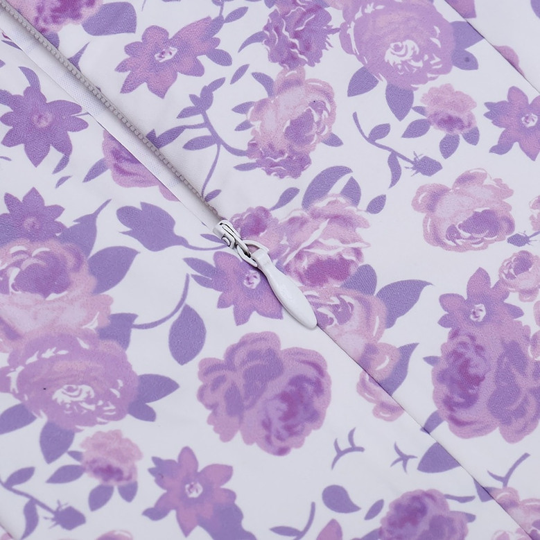 Summer New Floral Batch Printing Ajustable Sling V-Neck Zip-Up Micro-Elastic Mini Dress