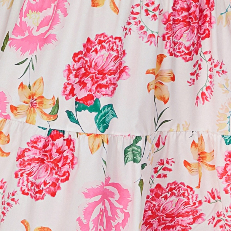 Summer New Plus Size Floral Batch Printing V-Neck Tie-Waist Ruffle Shirring Swing Stylish Retro Midi Dress(With Belt)