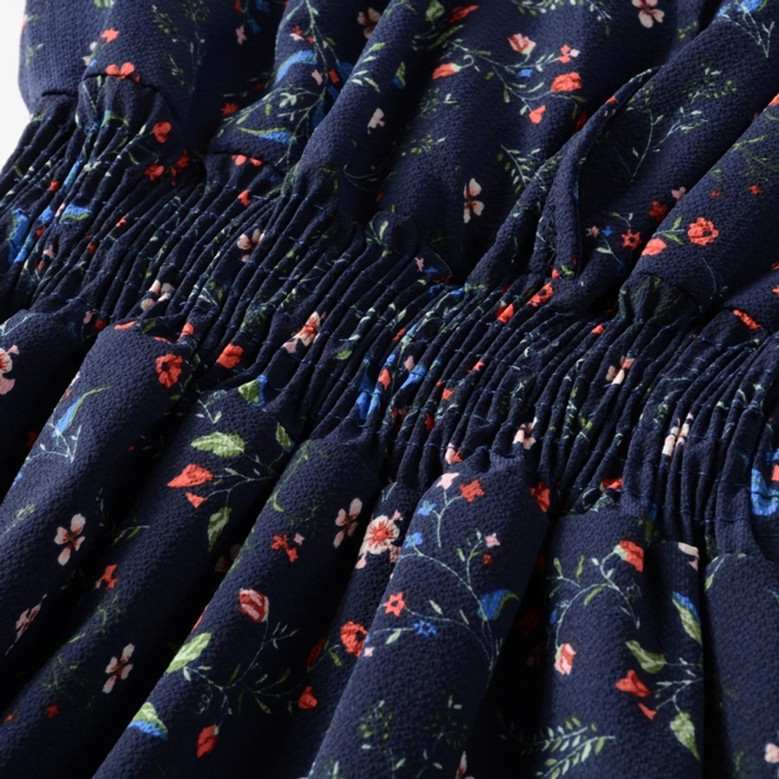 Summer New Plus Size Inelastic Floral Batch Printing V-Neck Long Sleeves Stylish Casual Midi Dress
