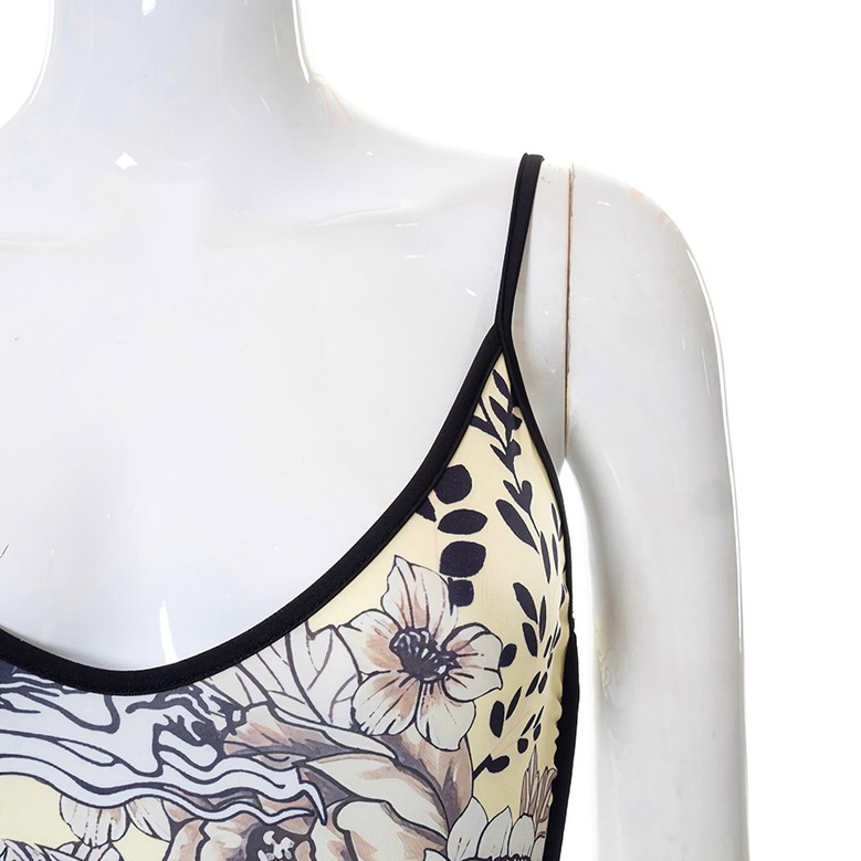Summer New Stylish Irregular Printing Low-Cut Backless Stretch Slim Sling Sexy Maxi Dress
