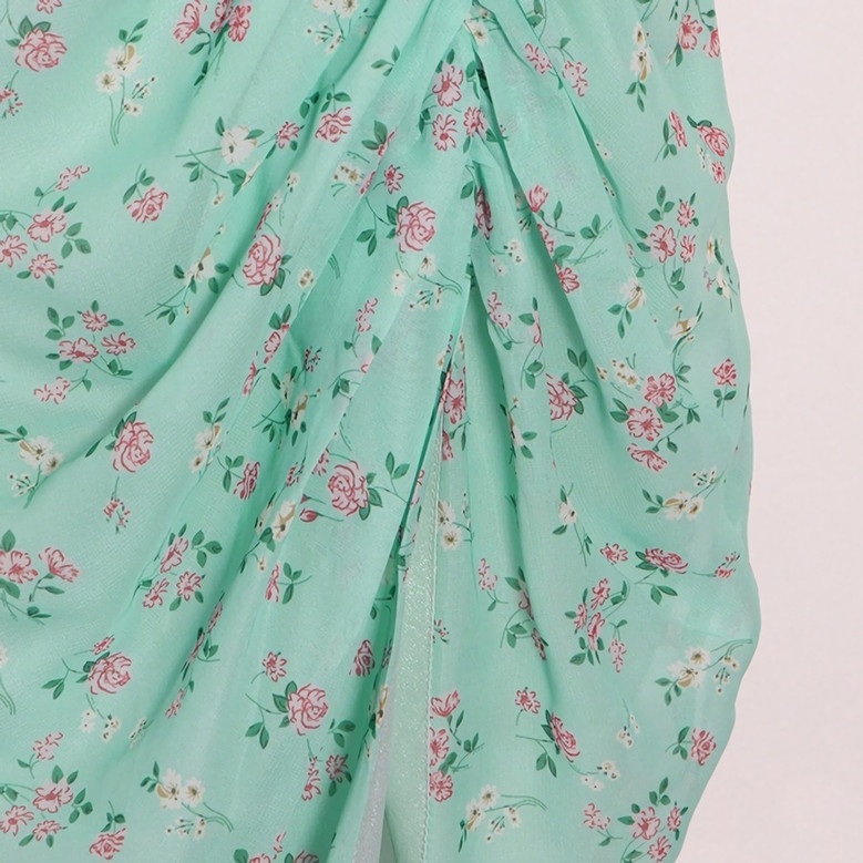 Summer New Stylish Micro Elastic Floral Batch Printing Sleeveless Single-Breasted Hollow Shirring Split Sling Zip-Up High Quality Sexy Midi Dress