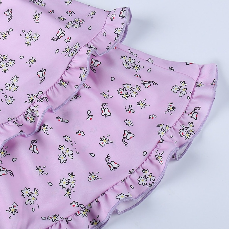 Summer Sling Falbala Batch Printing Sweet And Fresh Stretch Mini Dress Summer Sling Falbala Batch Printing Sweet And Fresh Stretch Mini Dress