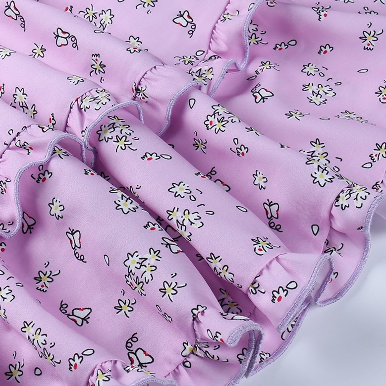 Summer Sling Falbala Batch Printing Sweet And Fresh Stretch Mini Dress Summer Sling Falbala Batch Printing Sweet And Fresh Stretch Mini Dress