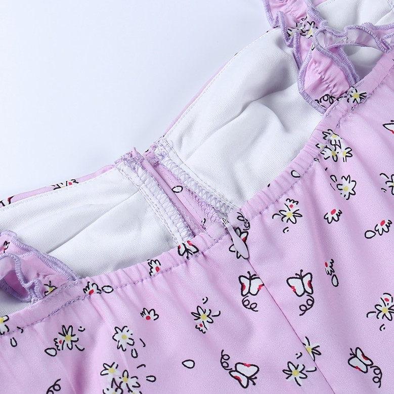 Summer Sling Falbala Batch Printing Sweet And Fresh Stretch Mini Dress Summer Sling Falbala Batch Printing Sweet And Fresh Stretch Mini Dress