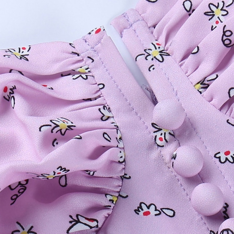 Summer Sling Falbala Batch Printing Sweet And Fresh Stretch Mini Dress Summer Sling Falbala Batch Printing Sweet And Fresh Stretch Mini Dress