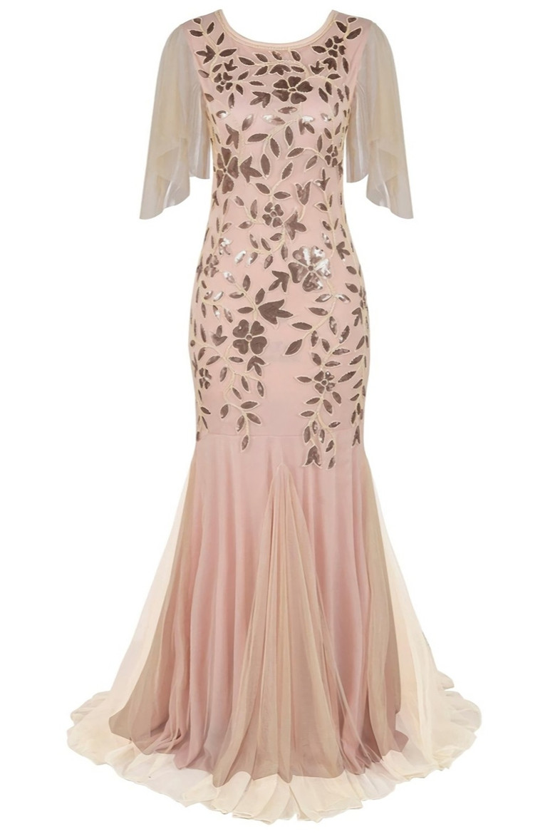 Xl-3Xl Plus Size New Stylish Sequin Mesh Patchwork Stretch Elegant Maix Evening Dress(With Lining) Elegant&Ol Dresses