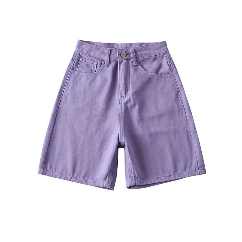 Xs-L Summer New Style 3 Colors Solid Color Inelastic Button Pockets Zip-Up Fashion Denim Shorts