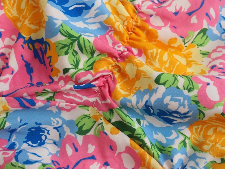 Xs-L Summer New Stylish Batch Printing Sling Zip-Up Inelastic Pleated Sexy Mini Dress