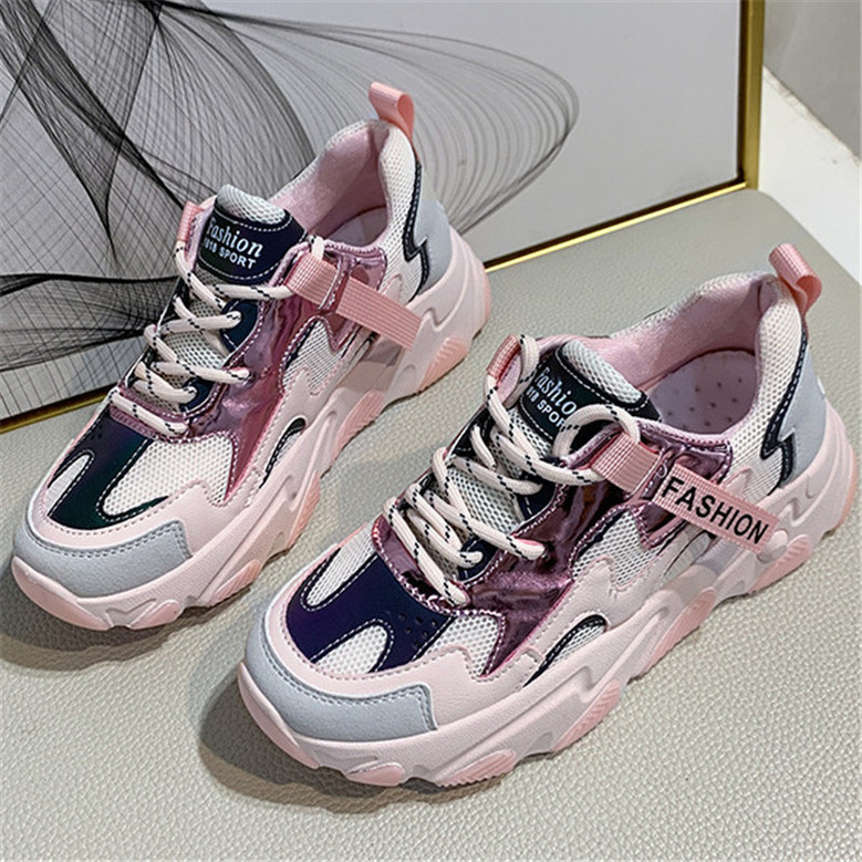 Two Colors Lace-Up Breathable Stylish Sports Daddy Shoes