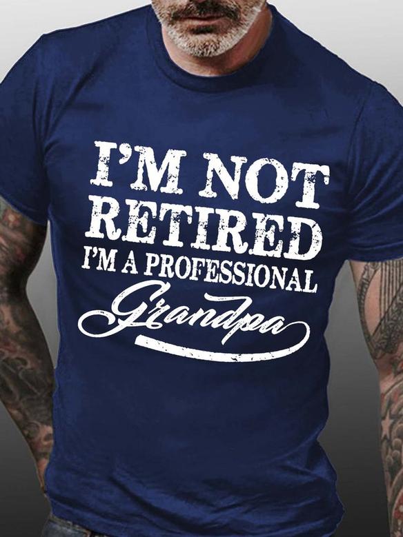 Men Retired Grandpa Letters Casual T-Shirt