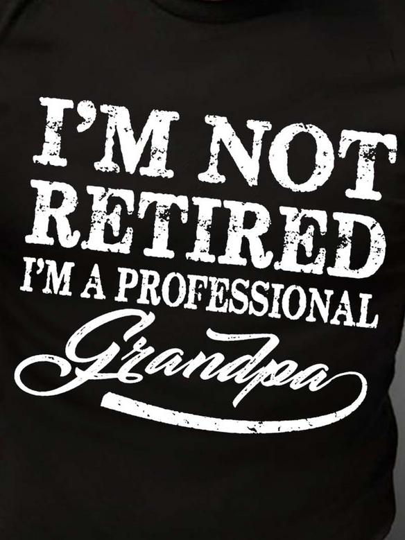 Men Retired Grandpa Letters Casual T-Shirt