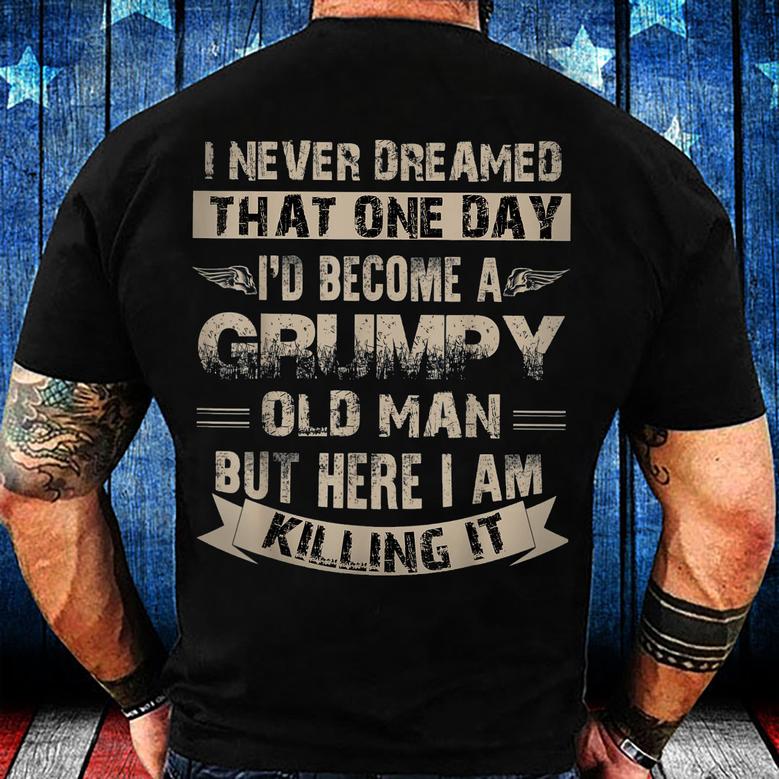 Men's Outdoor I'd Become A Grumpy Old Man Printed Cotton T-Shirt