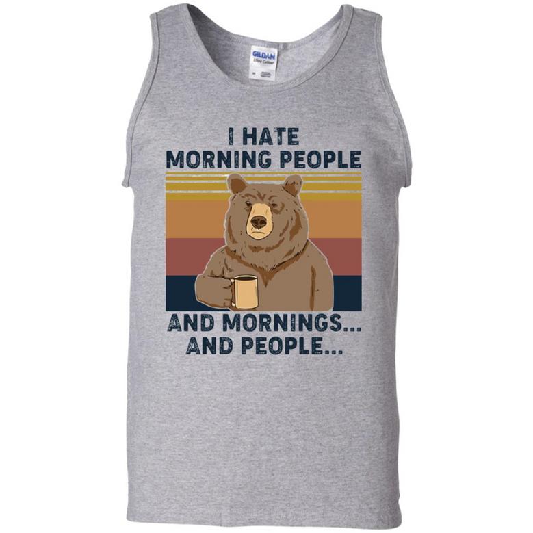 Bear Coffee I Hate Morning People And Mornings And People Graphic Design Printed Casual Daily Basic Unisex Tank Top