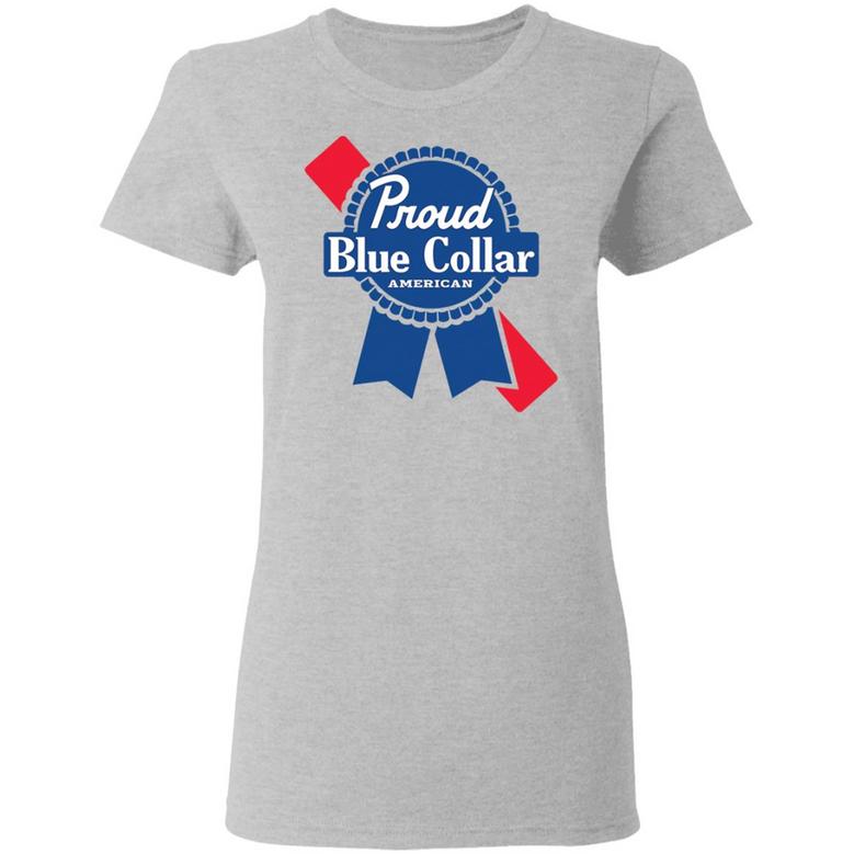 Proud Blue Collar American Graphic Design Printed Casual Daily Basic Women T-shirt