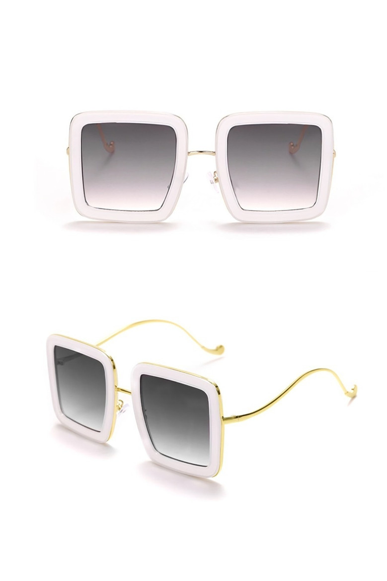 One Pc New Stylish Five Colors Square Shape Plastic Frame Metal Glasses Legs Polarized Uv Protection Sunglasses