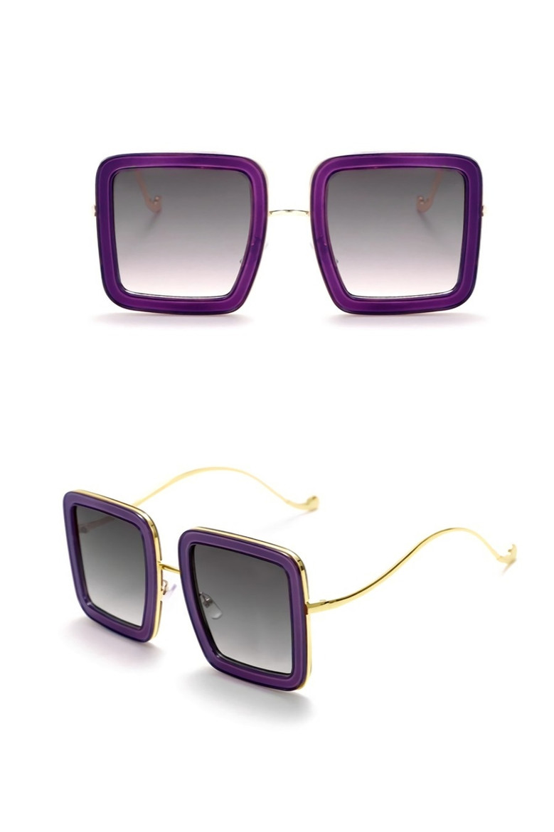 One Pc New Stylish Five Colors Square Shape Plastic Frame Metal Glasses Legs Polarized Uv Protection Sunglasses