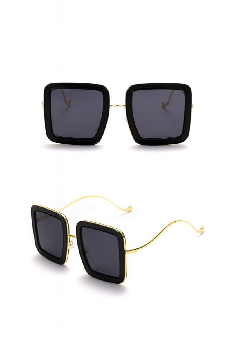 One Pc New Stylish Five Colors Square Shape Plastic Frame Metal Glasses Legs Polarized Uv Protection Sunglasses