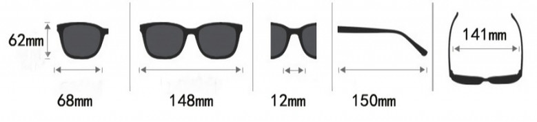 One Pc New Stylish Four Colors Christmas Day Square Shape Plastic Frame Metal Connected Uv Protection Polarized Sunglasses