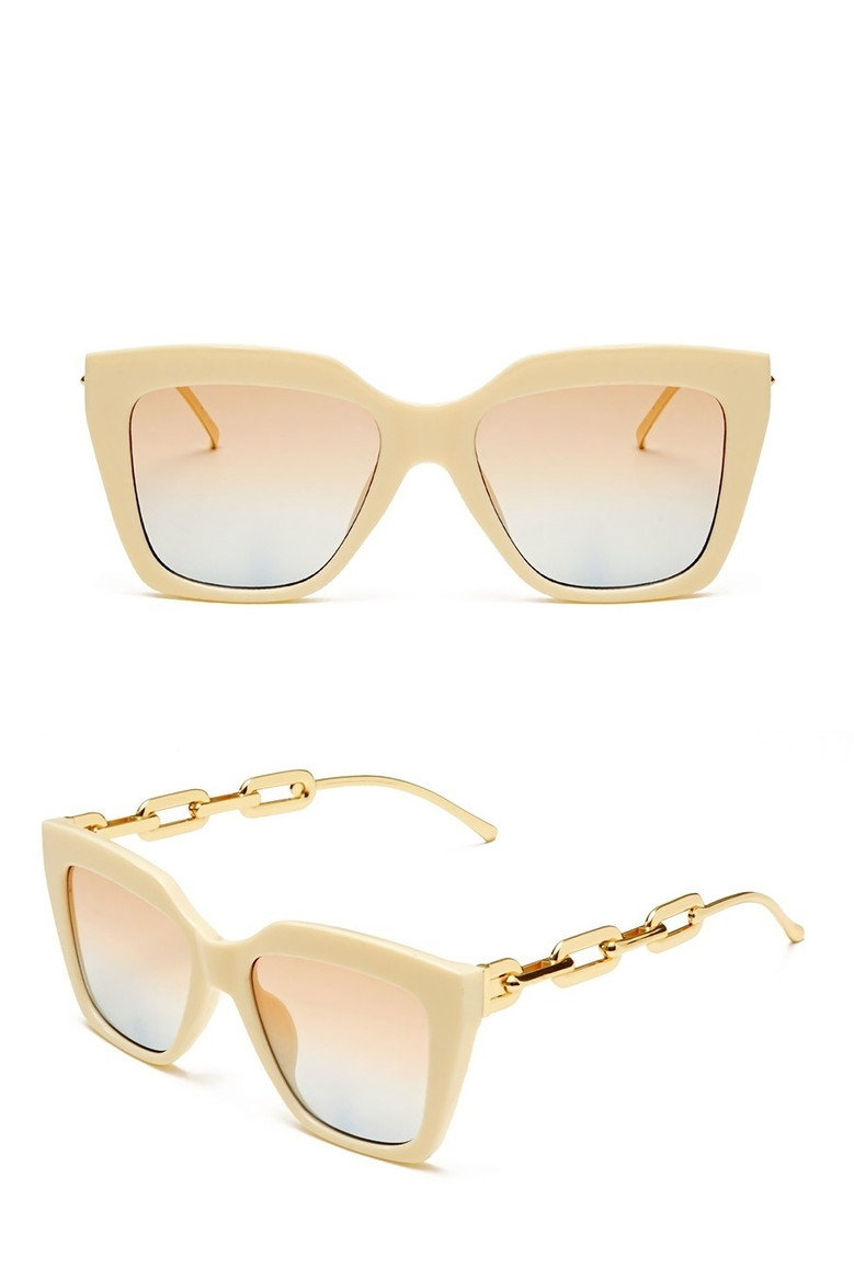 One Pc New Stylish Seven Colors Square Shape Plastic Frame Hollow Decor Metal Glasses Legs Polarized Uv Protection Sunglasses