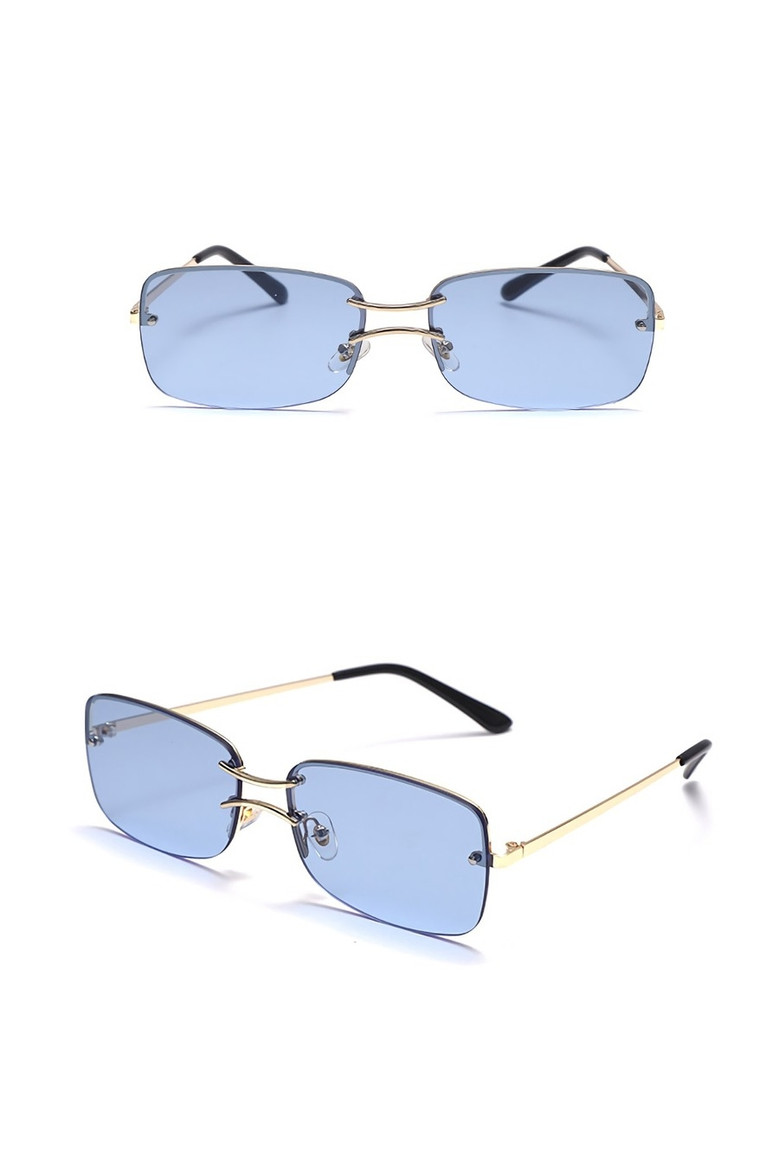 One Pc New Stylish Six Colors Frameless Square Metal Glasses Legs Polarized Uv Protection Sunglasses