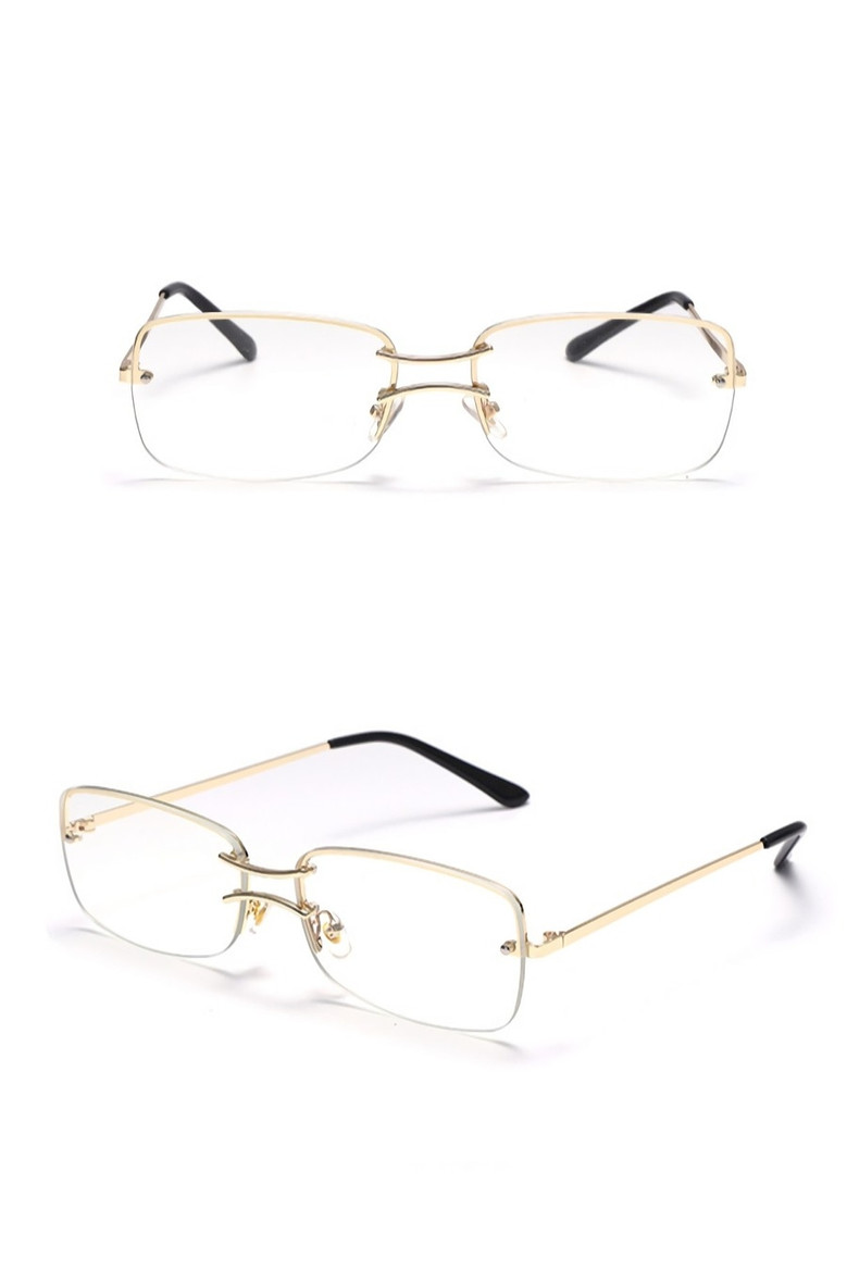 One Pc New Stylish Six Colors Frameless Square Metal Glasses Legs Polarized Uv Protection Sunglasses
