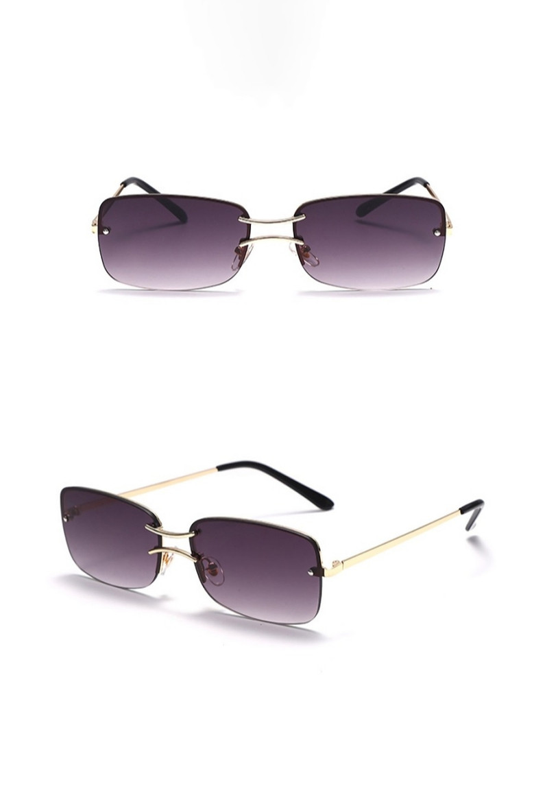 One Pc New Stylish Six Colors Frameless Square Metal Glasses Legs Polarized Uv Protection Sunglasses