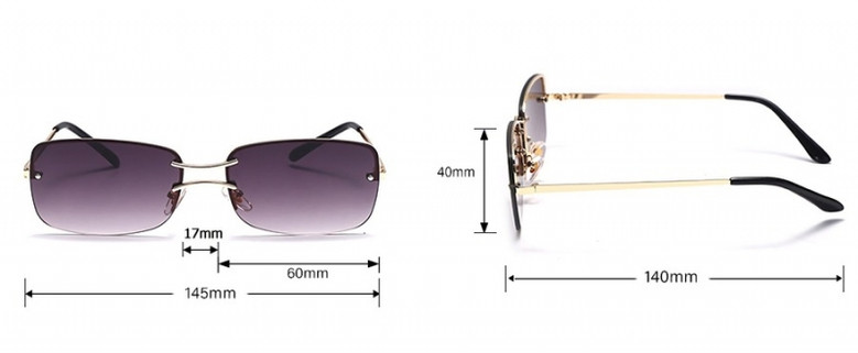 One Pc New Stylish Six Colors Frameless Square Metal Glasses Legs Polarized Uv Protection Sunglasses