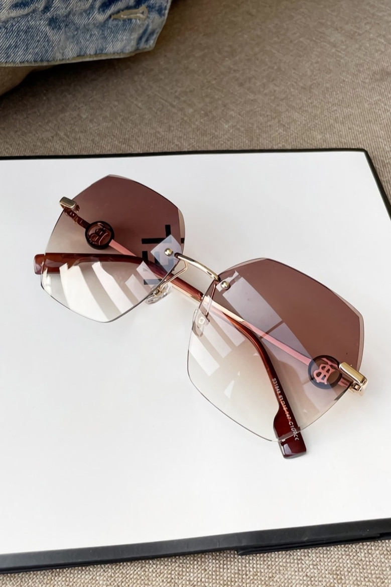 One Pc New Stylish Six Colors Hexagon Shape Metal Frame Letter Glasses Legs Polarized Uv Protection Sunglasses