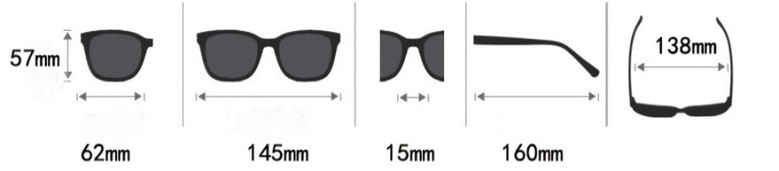 One Pc New Stylish Six Colors Square Shape Plastic Frame Legs Polarized Uv Protection Sunglasses