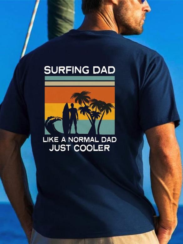 Men's Crew Neck Surfing Dad Short Sleeve T-shirt