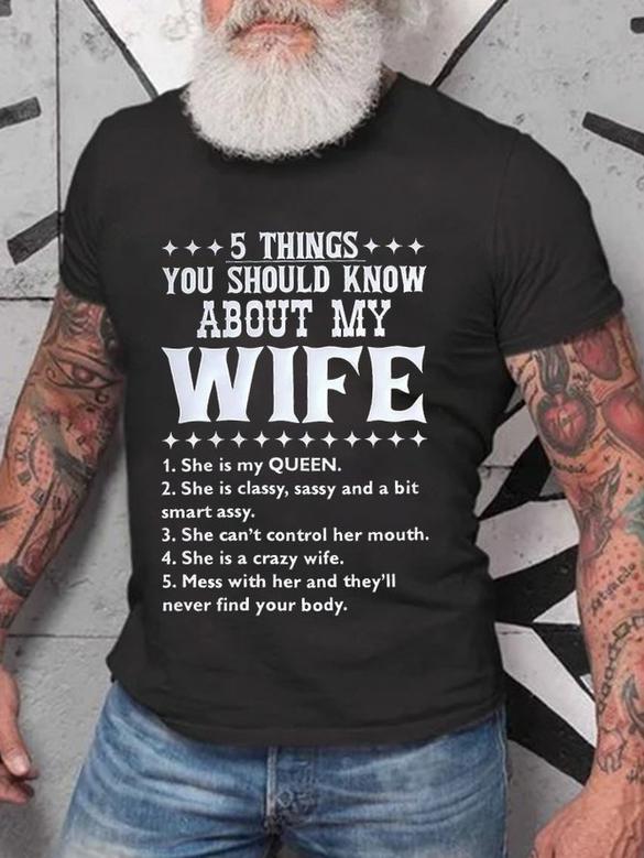 Funny Graphic Men Tee Five Things About My Wife Men's T-shirt