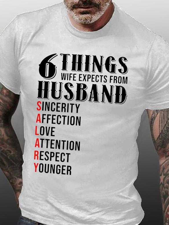 Funny Men Graphic T-shirt 6 Things Wife Expects From Husband Men's T-shirt