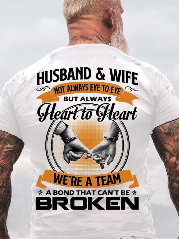 Men Graphic T-shirt Husband And Wife Not Always Eye To Eye But Always Heart To Heart Casual T-shirt