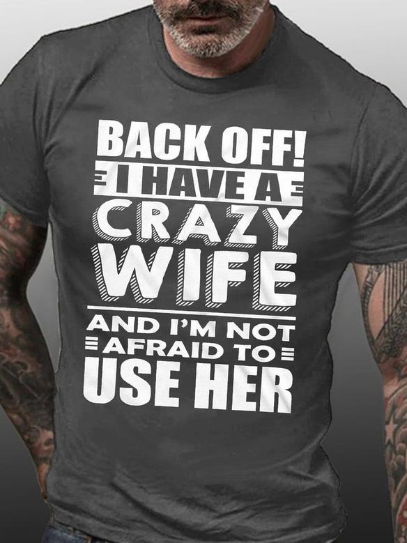 Mens Funny Wife Letters Fit T-shirt