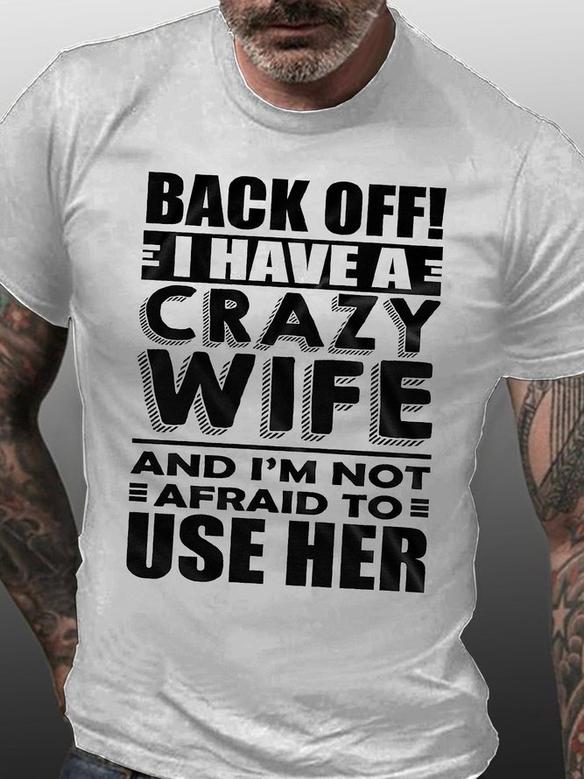 Mens Funny Wife Letters Fit T-shirt