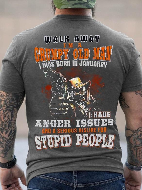 Walk Away I'm A Grumpy Old Man Crew Neck Casual T-shirt
